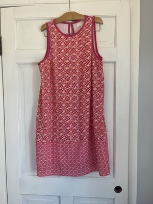 Mud Pie Women s Pink & Orange Geometric Shift Dress Sleeveless Lined Small