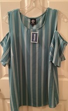 NEW With Tags Open/Cold Shoulder Cap Sleeve Ladies Blouse Top XL Made in USA