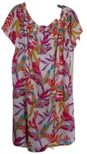 Ladies White Multicolored Floral Bardot Dress Size 22