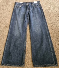 NWT Aeropostale Aero Denim Blue Jeans Womens 14R Baggy Wide Leg Lightweight