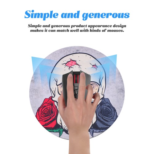 2pcs Skulls Computer Mouse Pad Round Rubber Mouse Pad for Working Gaming - 第 5/11 張圖片