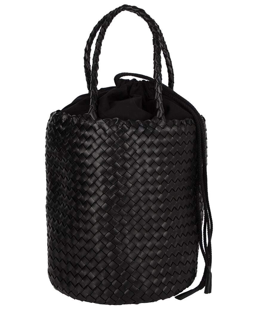 Женская кожаная сумка-ведро Dragon Diffusion Jacky из плетеной кожи черного цвета Os