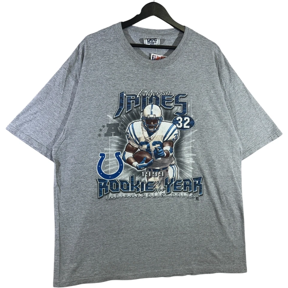 男式复古印第安纳波利斯小马队 Edgerrin James 灰色 NFL T 恤 1999 XXL — 第 4/4 张图片