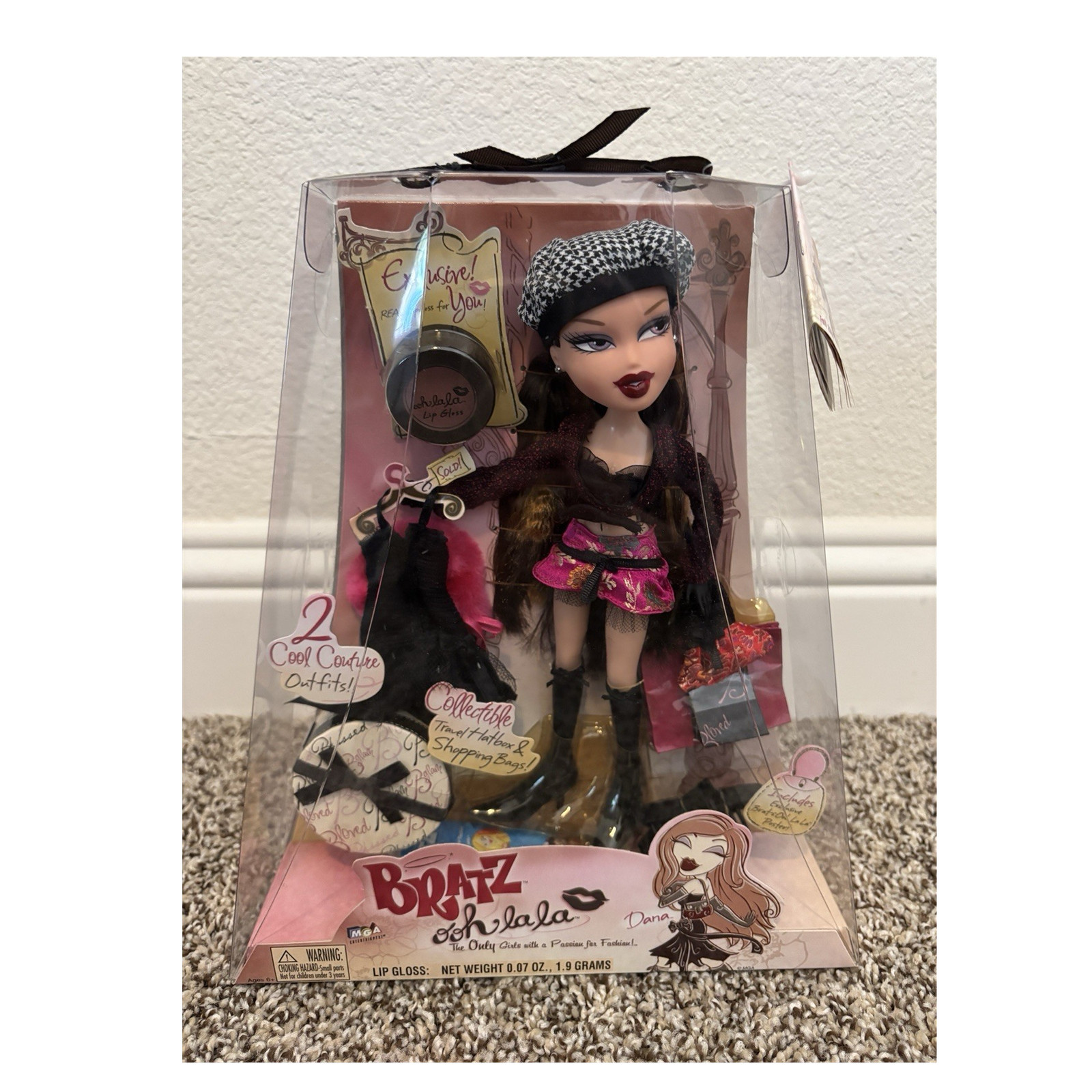 Bratz Ooh La La Dana Fashion Doll 2005 Original Outfit Accessories Lip Gloss