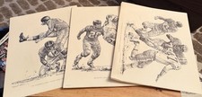 1960 Shell Oil Art Lithograph: Pat Summerall, Jim Patton & Alex Webster Lot Of 9