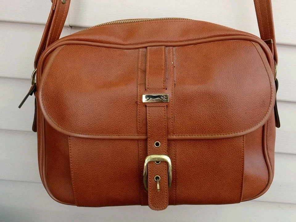 Винтажная наплечная сумка Jaguar ручная кладь коричневый Weekender путешествий JC пенни винил - Изображение 2 из 4