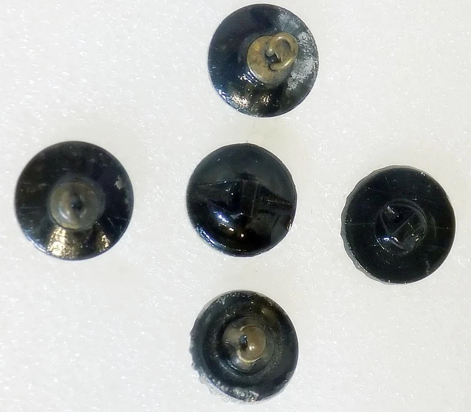 Lot of 5 Silver Luster Black Glass Buttons Lacy Diamond Daisy Swirls SL2 - Image 2 of 4