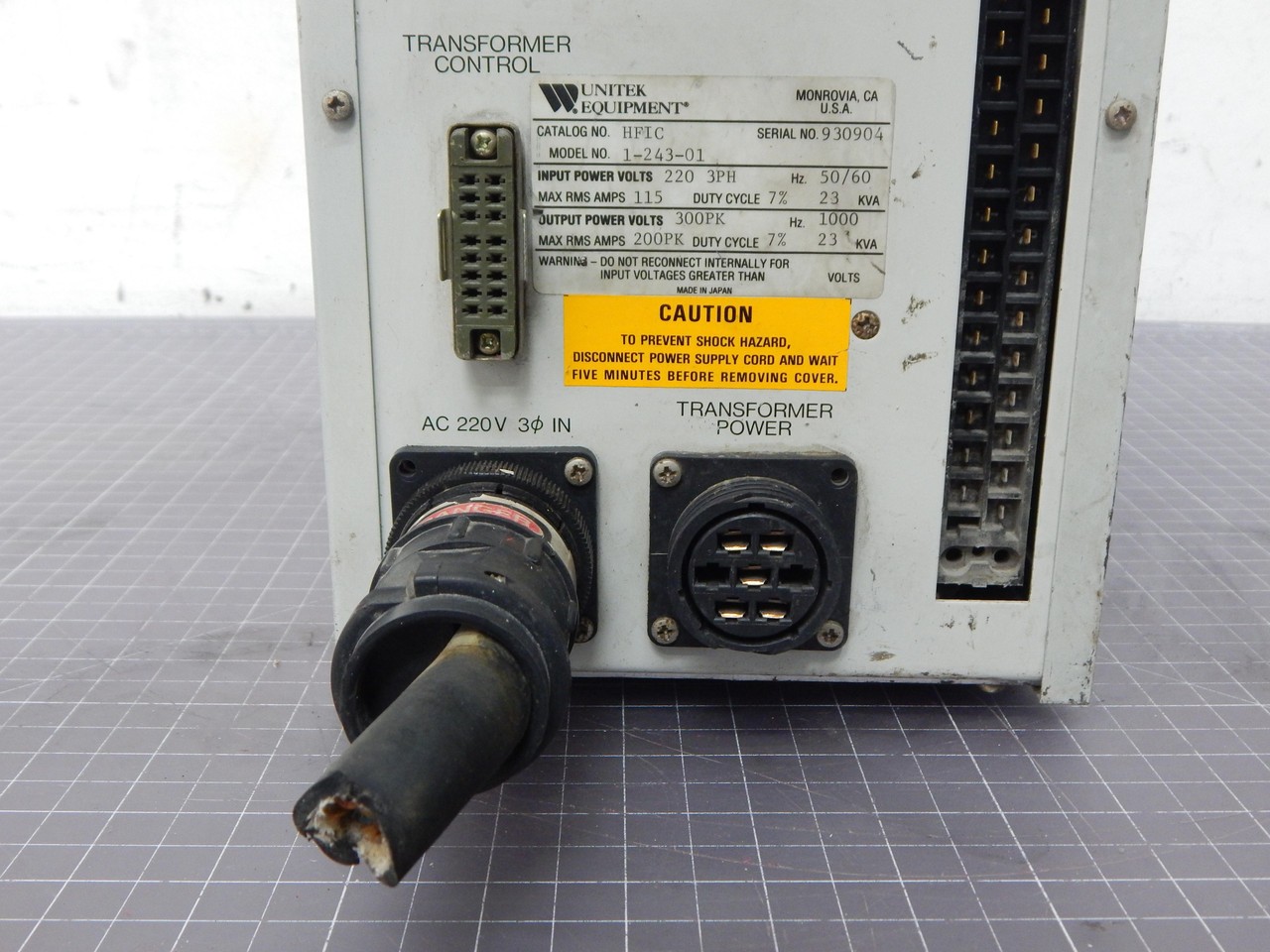 UNITEK MIYACHI 1-243-01 HF INVERTER WELDING POWER CONTROL 300 PK 1000 HZ 23 KA M