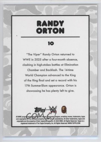 2025 Topps WWE x BAPE Red Camo 136/199 Randy Orton #10 ob9 - Bild 2 von 3