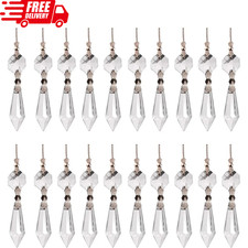 20 Pcs Clear Crystal Chandelier Icicle Prisms Replacement Parts for Lamp Decore