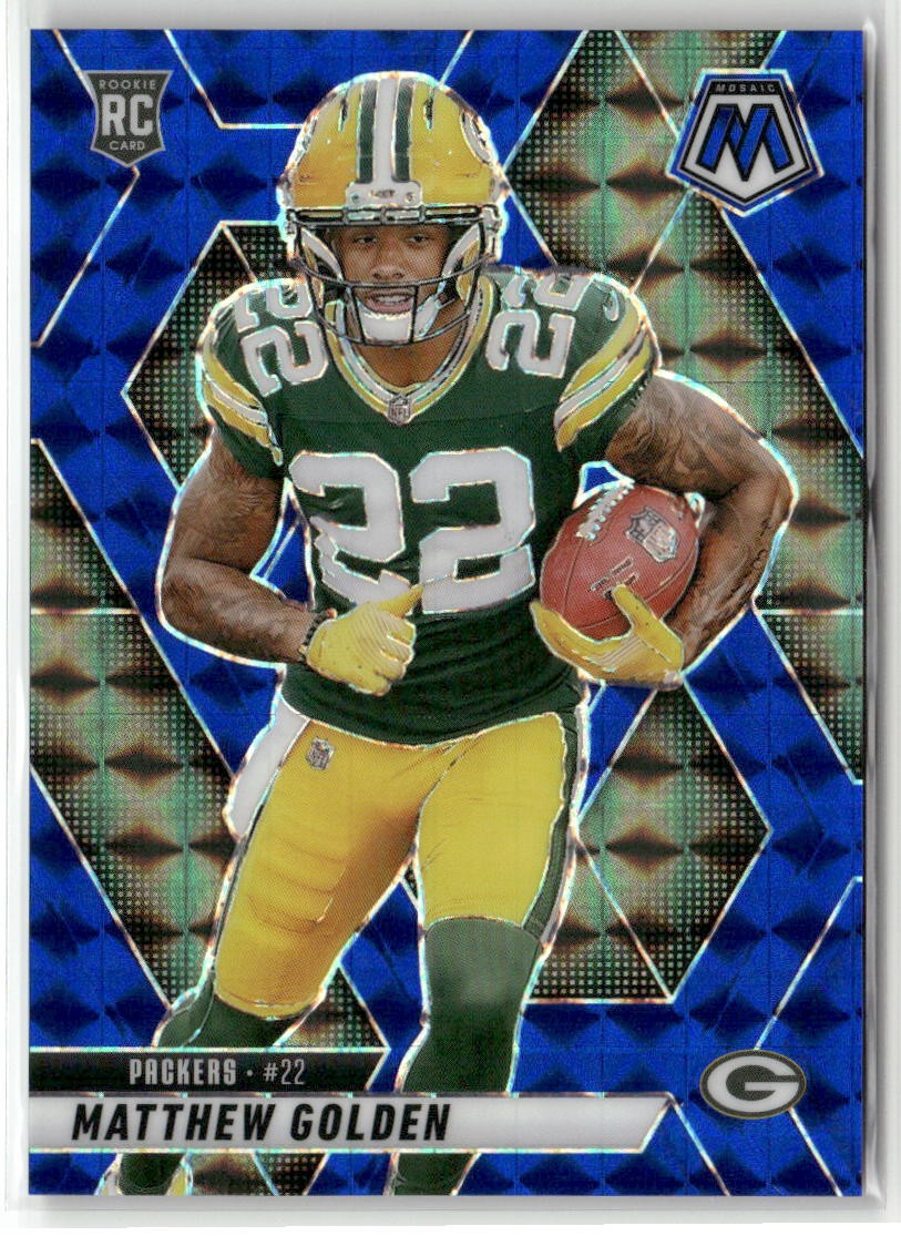 2025 Panini Mosaic #323 Matthew Golden Rookie Mosaic Blue /99 Packers RC