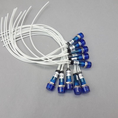 50 Pcs 120V AC/DC 10mm Blue Mini LED Pilot Lights CYLINDRICAL Cap with wire