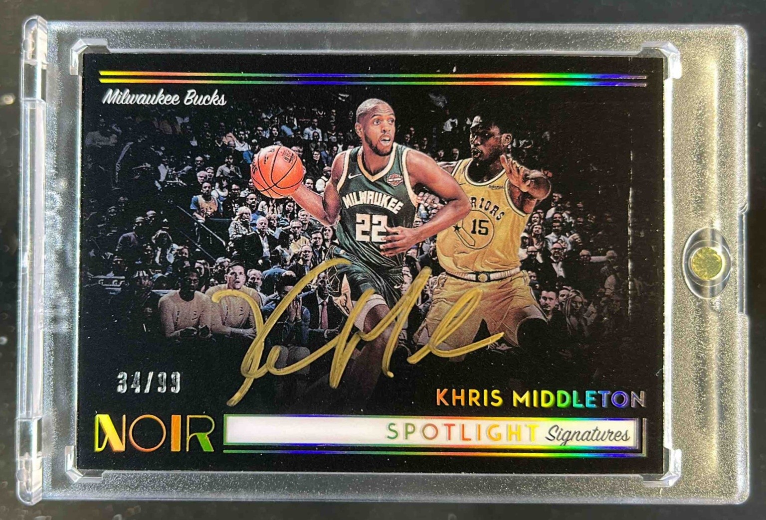 2018-19 Noir Khris Middleton Spotlight Signatures Horizontal Auto #34/99