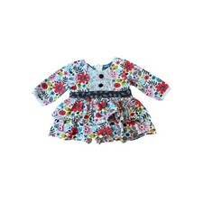 Jelly the Pug Annie Knit Floral Dress Kids Multicolor Boho Tiered Ruffle SIZE 3T