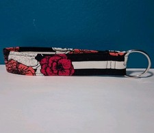 NEW Keychain Car Keys Purse Key Fob Wrist Lanyard Strap Key Card Floral Stripe
