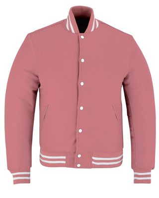 Varsity All Wool Baby Pink Women's Retro Bomber Sports Letterman Baseball Jacket