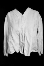 Antique French Edwardian White Cotton Fannel Lined Blouse Plus Size Exc Cond