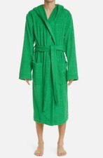Bottega Veneta Men's Green Venta Intrecciato Pattern Hooded Bathrobe Size M