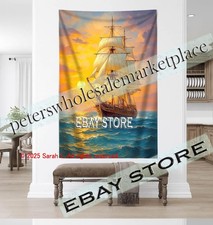 Nautical Wall Tapestry Home Decoration ocean sunset art 59X82 in
