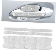 8 Pieces Bling Car Door Handle Scratch Protector, Universal Rhinestone Silver