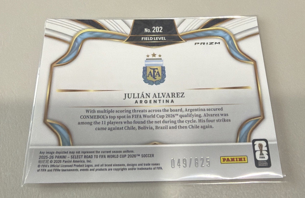 2025-26 Select Julian Alvarez Field Level Orange Prizm /825 🇦🇷 view 2
