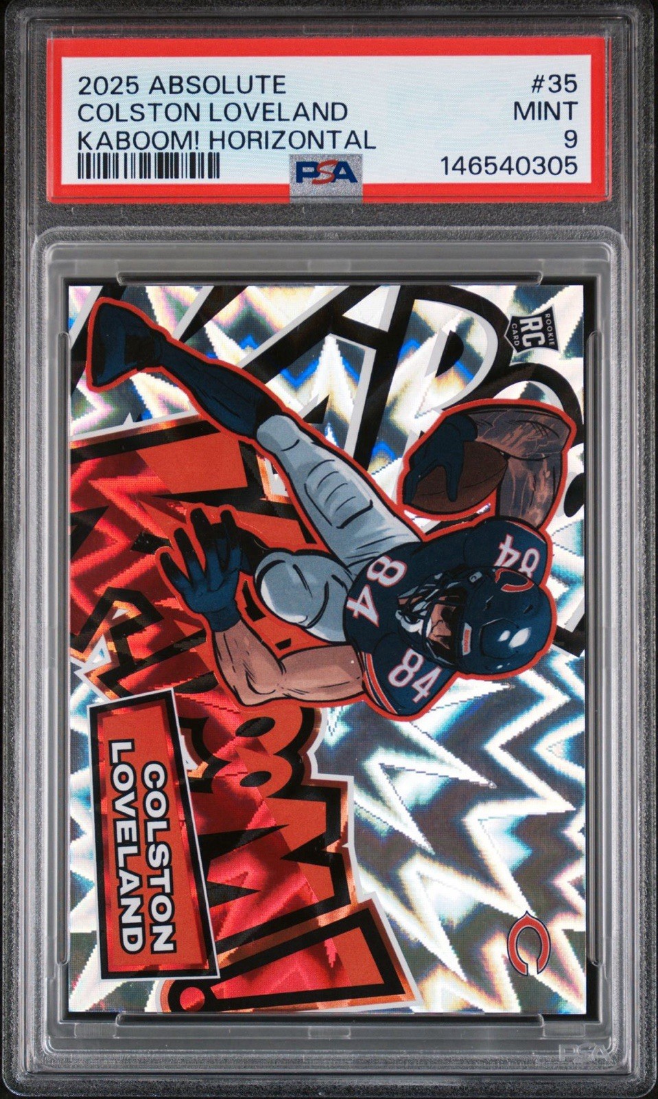 2025 Panini Absolute Kaboom! Horizontal Colston Loveland #35 Rookie PSA 9 Bears