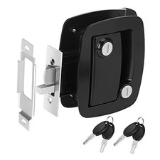 RV Entry Door Lock with Paddle Deadbolt, 100 Metal Camper Door Latch Black