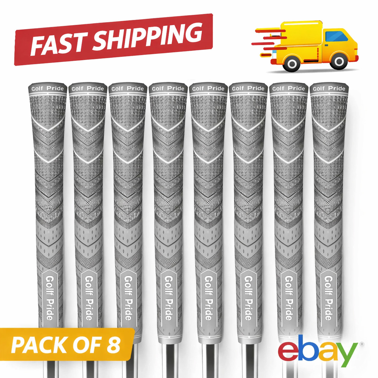 Pride 2026 Mcc Plus 4 Grips, Gray Set Of 8 New Golf Pride Standard Size