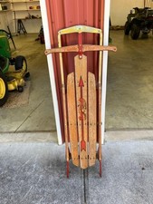 Vintage Flexible Flyer 51 Wooden Snow Sled with Metal Runners - 51" 