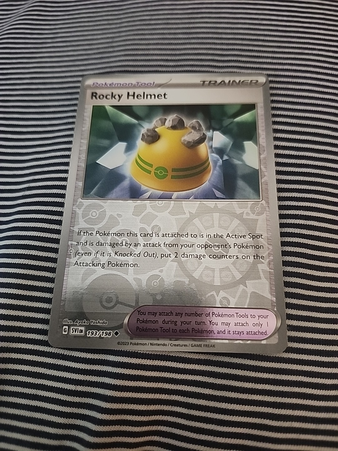 Pokemon TCG Rocky Helmet 193/198 Scarlet And Violet Reverse Holo NM 