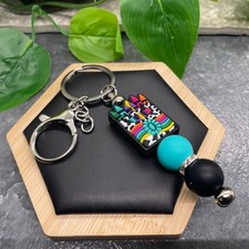 4.5 Stainless Steel Silicone Bead Keychain Purse Backpack Western New C1002