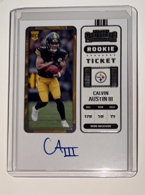 2022 Panini Contenders Calvin Austin III RC Auto ON CARD #107 Steelers