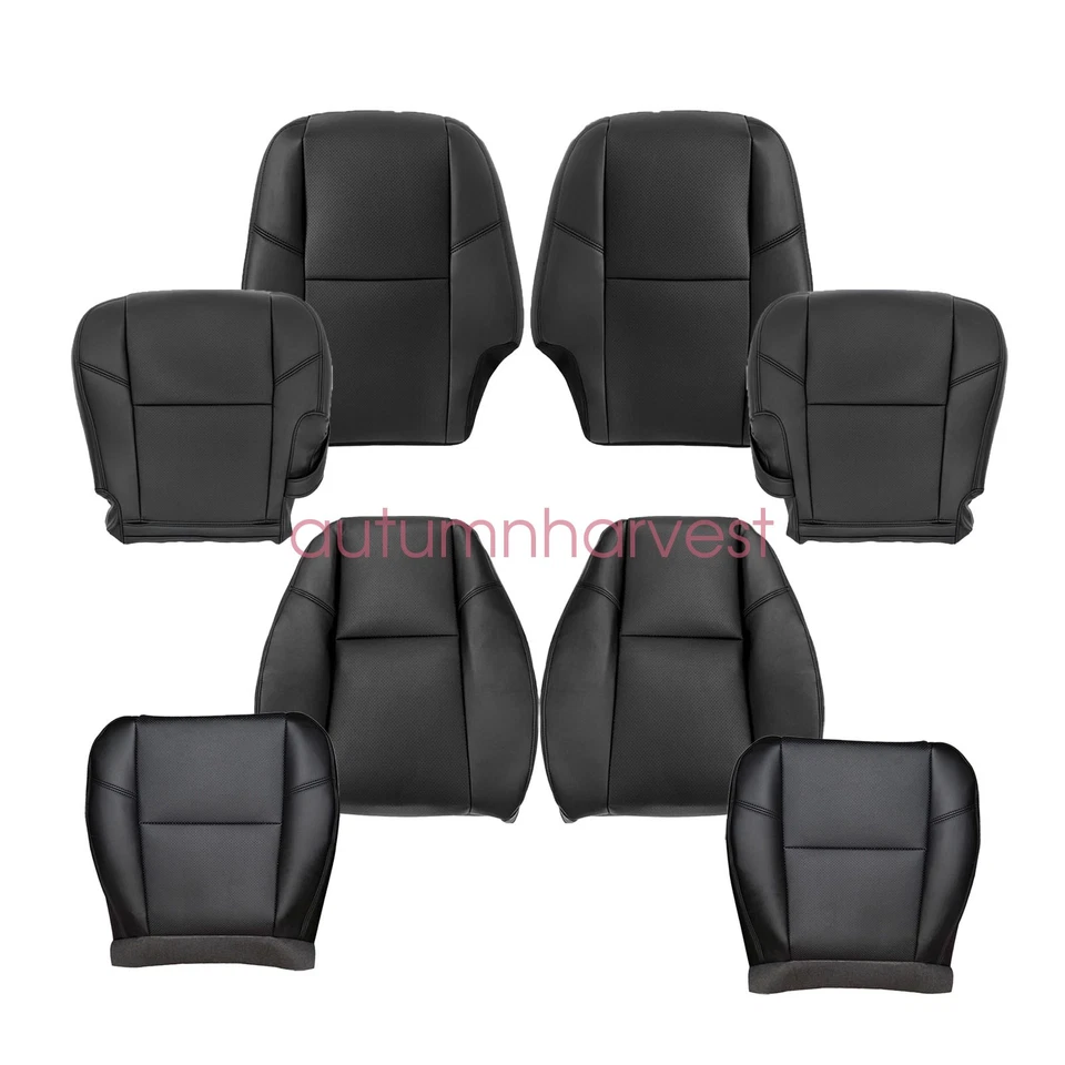 8x Front & 2nd Row Bottom & Top Seat Cover Black For 2007-2014 Cadillac Escalade Foto 2 de 4