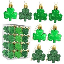 36 Pcs St Patricks Day Shamrock Ornaments for Tree, Irish Green Mini Ornament
