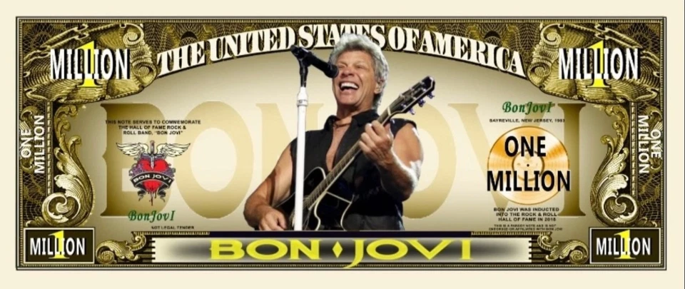 ✅ Pack de 10 Bon Jovi Música Rock Coleccionables 1 Millón de Dólares Dinero Novedad ✅ Foto 2 de 4
