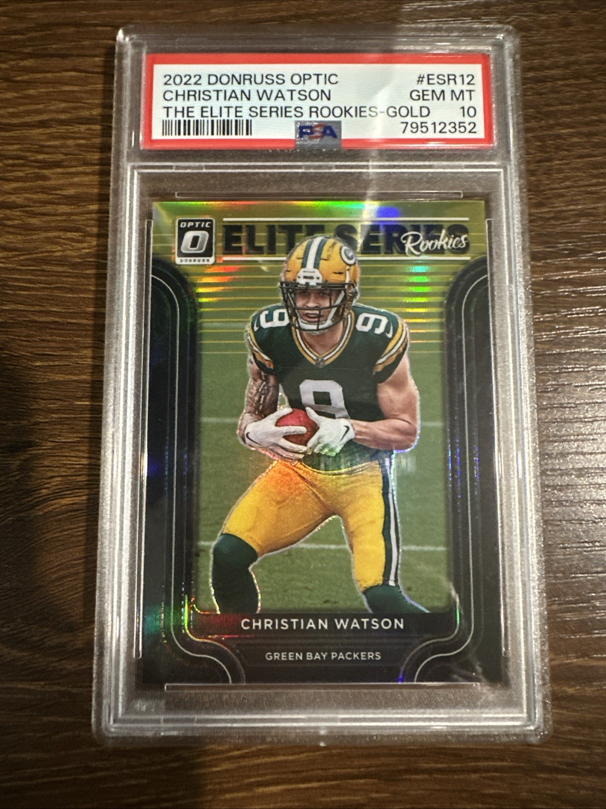2022 Donruss Optic Elite Series Rookies Christian Watson /10 Gold PSA 10