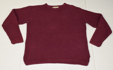 Vintage Womens Eddie Bauer Sweater Size S 90s Burgundy Textured Waffle Knit