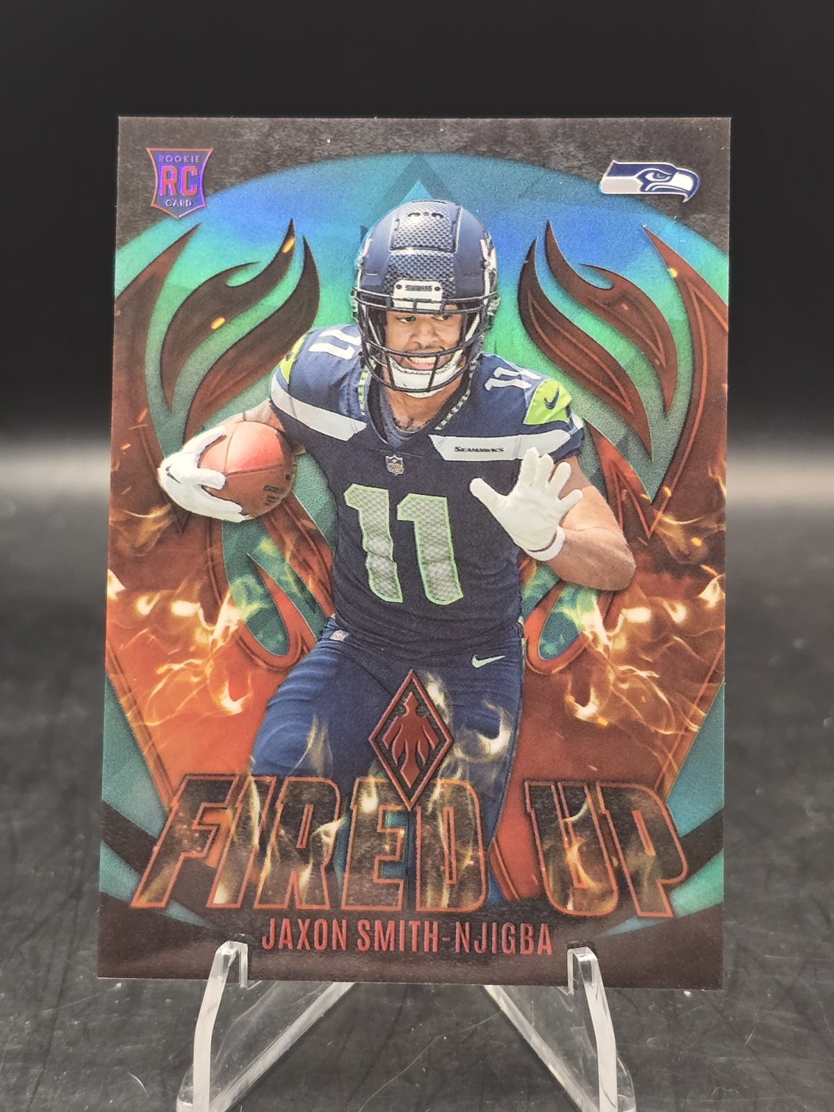 2023 Panini Phoenix Jaxon Smith-Njigba Fired Up Teal /125 (RC) #FU-12 Seahawks