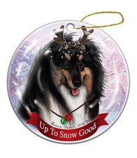 Holiday Pet Gifts Collie Tricolor Dog Porcelain Christmas Ornament