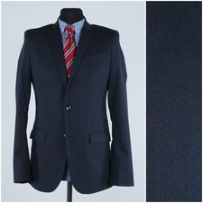 Mens Dark Blue Blazer 38R US Size ZARA Slim Fit Casual Sport Coat Jacket