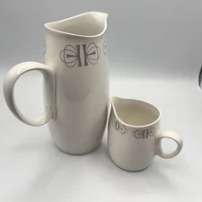 Mid Century Modern Franciscan Whitestone Ware Merry Go Round 8” Pitcher Creamer