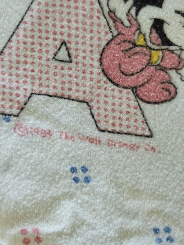 Manta de cuna vintage Dundee 1984 Disney Baby ABC’s Block Mickey Minnie Mouse Foto 3 de 4