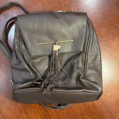 Alyssa Women's Black Vegan Leather Backpack Convertible Bag - See Description