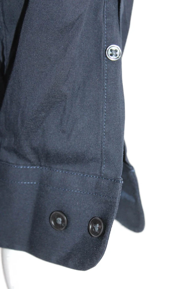 Vince 男式棉混纺领长袖纽扣衬衫海军蓝 L 码 — 第 4/4 张图片