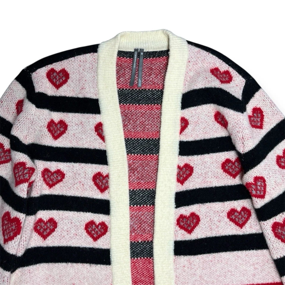 Cárdigan suéter a rayas corazón de gran tamaño frente abierto Anthropologie para mujer XXS Foto 4 de 4