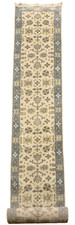 077-3X24 Elfenbein Oushak Läufer Handgeknüpft Wolle Orientteppich Carpet (2,7 x 23,7