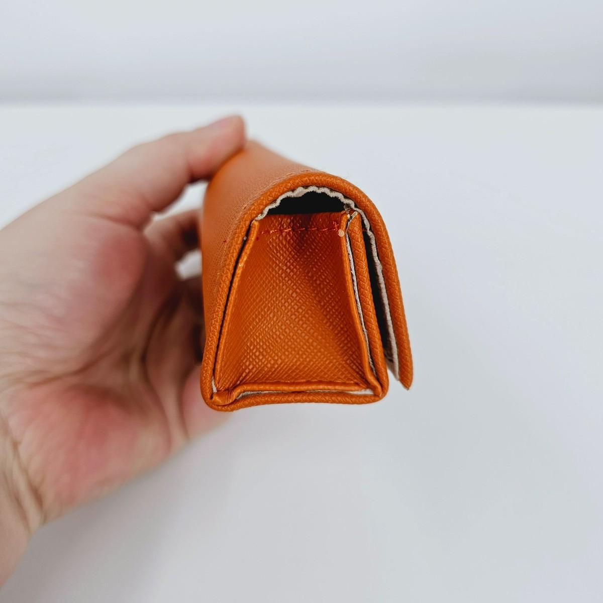 Tory Burch Orange Saffiano Leather Glasses Case  with Gold Logo and dustie Tory Burch Large Orange Triangular Sunglass Case + Bundle  main image 3