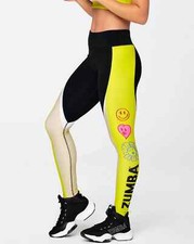 Leggings al tobillo Zumba Happy Perfect cintura - negros y amarillos ~ XS S M L XL