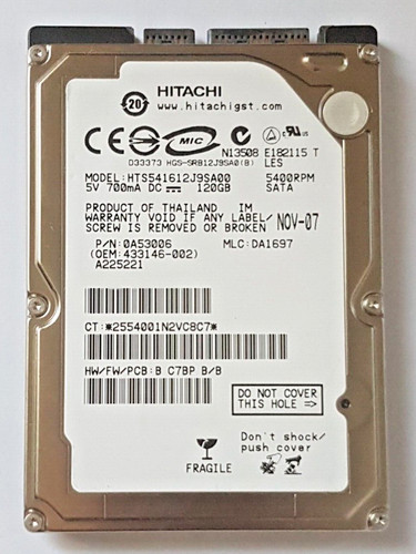 120 GB SATA Hitachi HTS541612J9SA00 5400rpm 8MB HDD 2,5" interne Festplatte