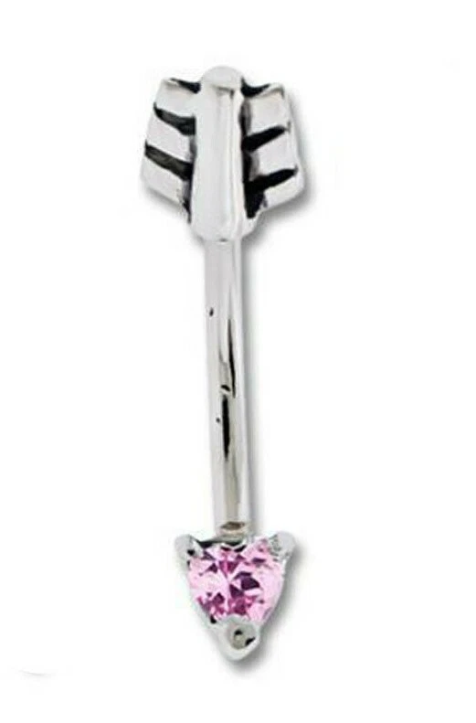 16 克 5/16 英寸心形和箭头宝石弯曲杠铃曲线眉毛耳 Daith Rook 戒指 1 件 — 第 3/4 张图片